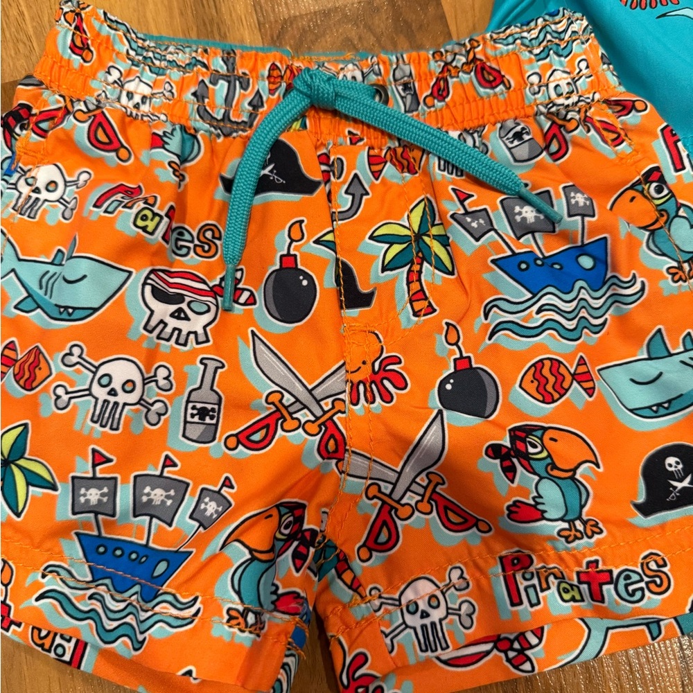 Kiko & Max swim trunk and rash guard tee shirt set pirate UPF bathing suit - Picture 2 of 5